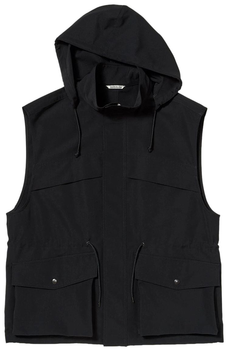 Auralee Wool Max Canvas Over Vest Black
