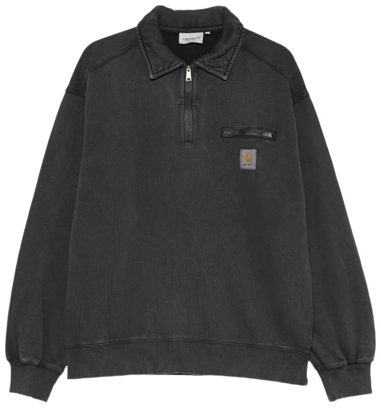 Carhartt WIP Half Zip Detroit Sweatshirt Stone Washed Black