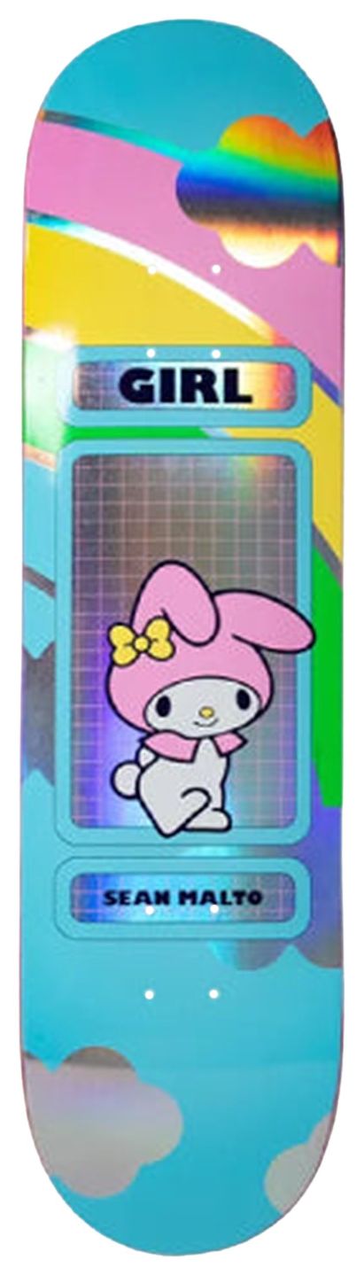 Girl Skateboards x Hello Kitty  Friends Rainbow Skateboard Deck My Melody Silver Foil Edition