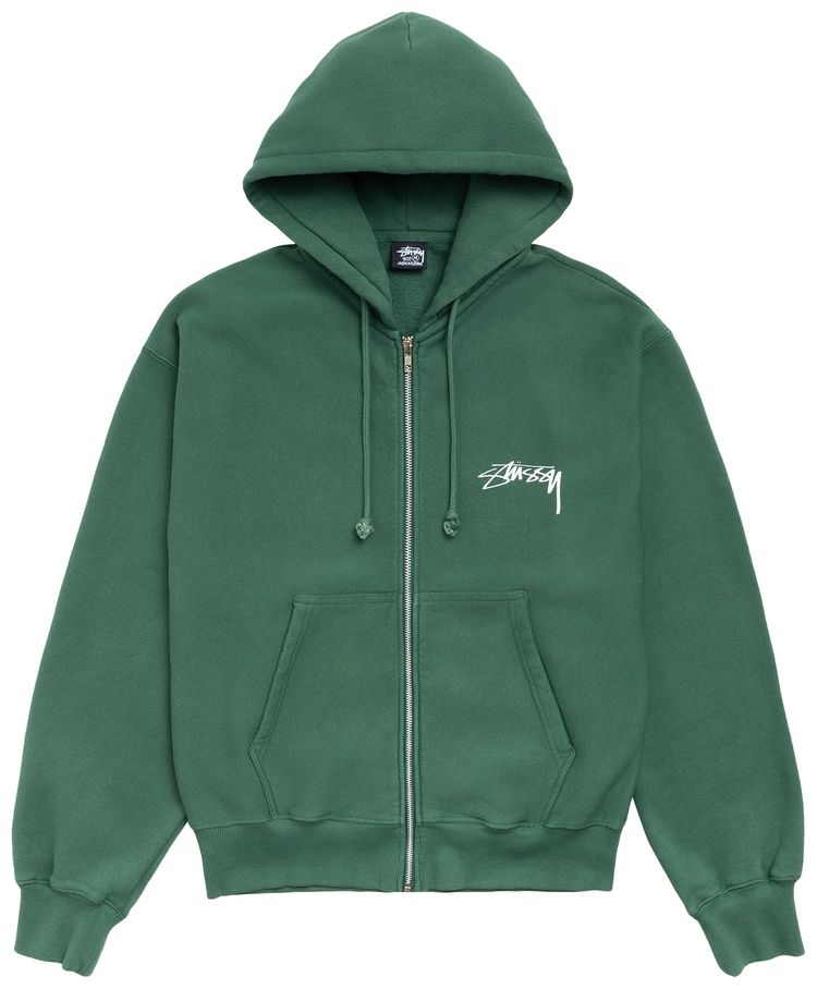 Stussy Stack Zip Hoodie Pigment Dyed Pine