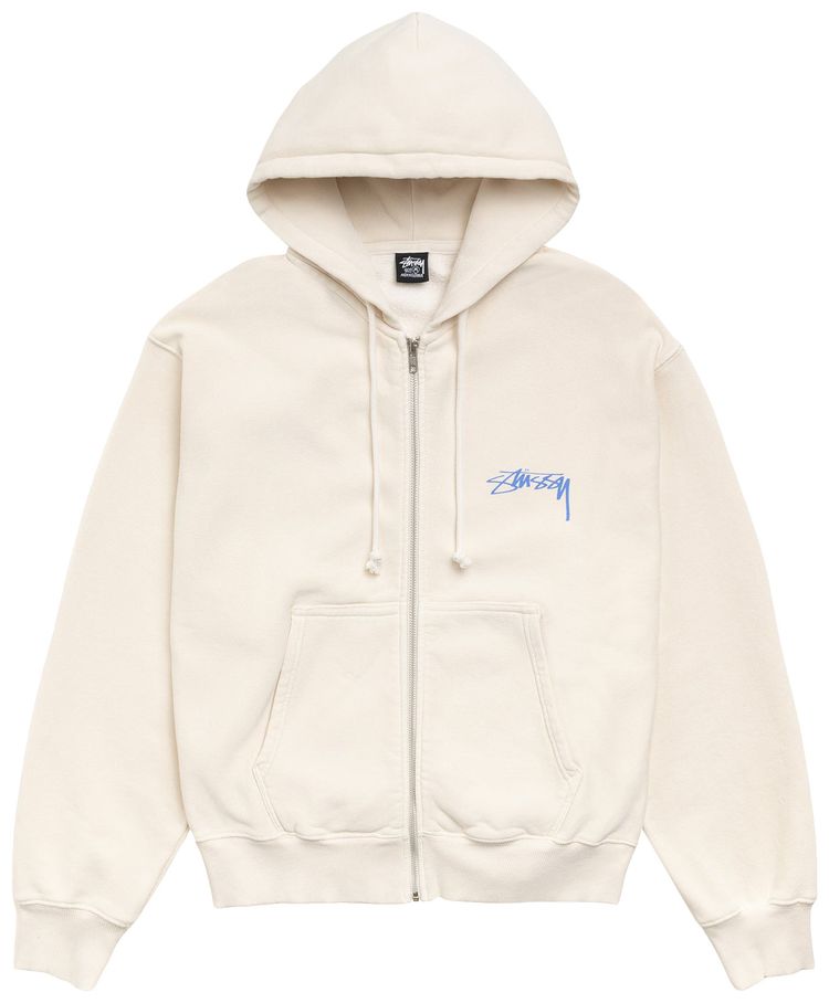 Stussy Stack Zip Hoodie Pigment Dyed Bone
