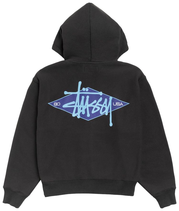 Stussy Basic Diamond Zip Hoodie Black