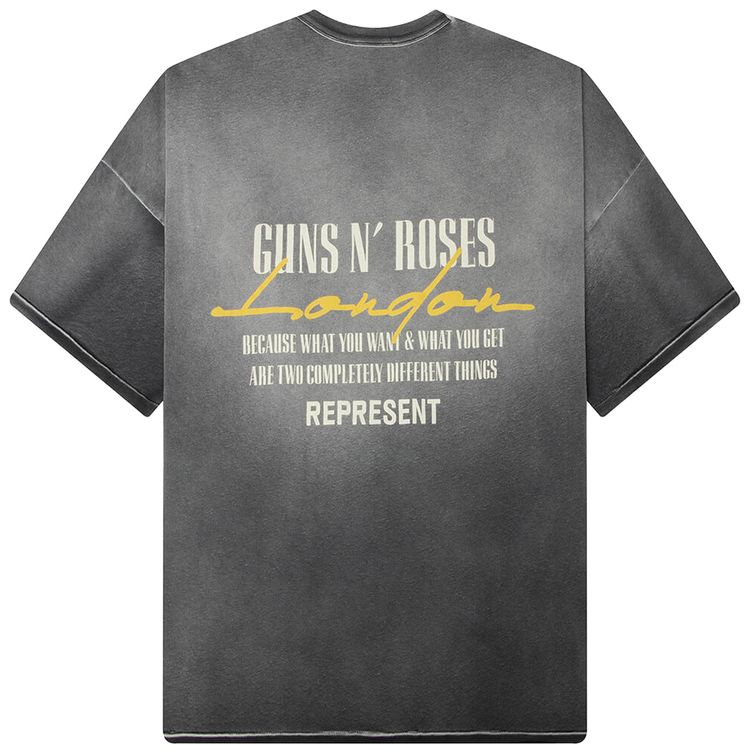Represent Clo x Guns N Roses Cross T Shirt Stained Black