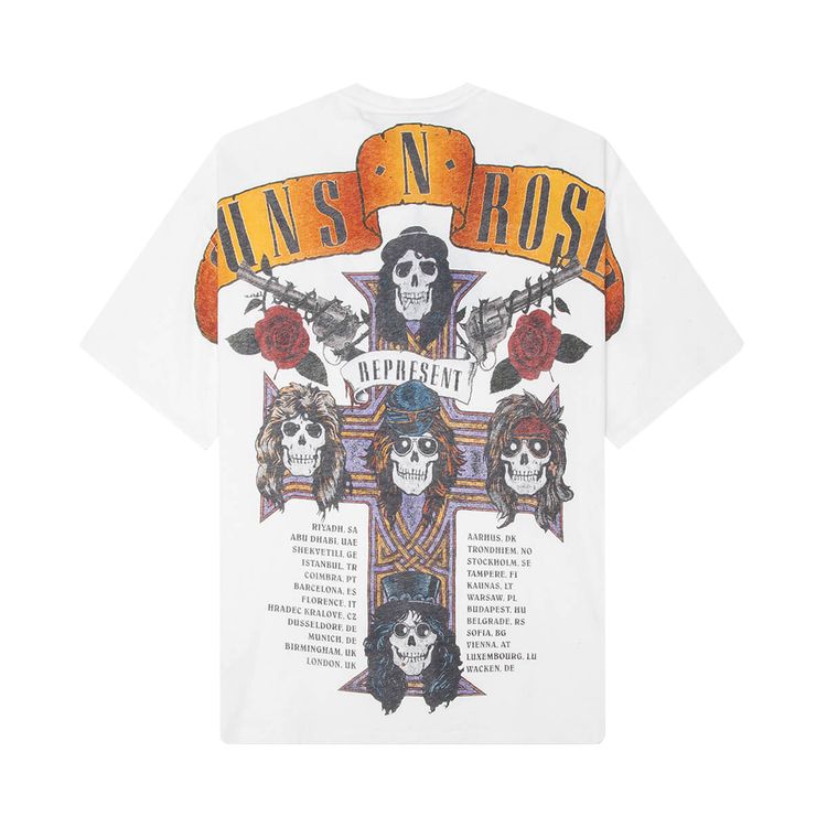 Represent Clo x Guns N Roses Tour T Shirt Flat White