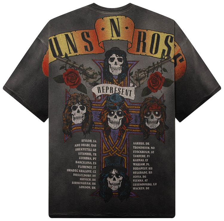 Represent Clo x Guns N Roses Tour T Shirt Stained Black