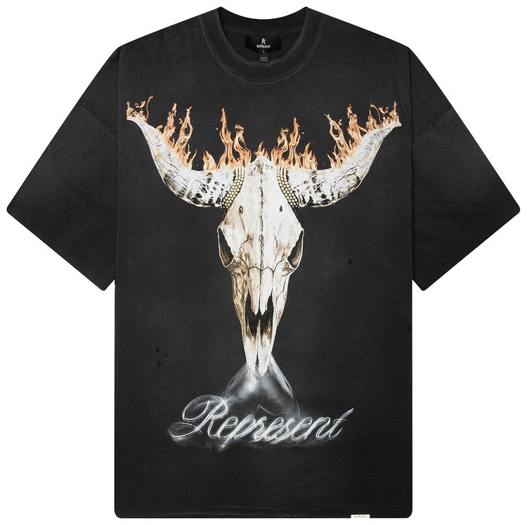 Represent Clo British Cowboys T Shirt Stained Black