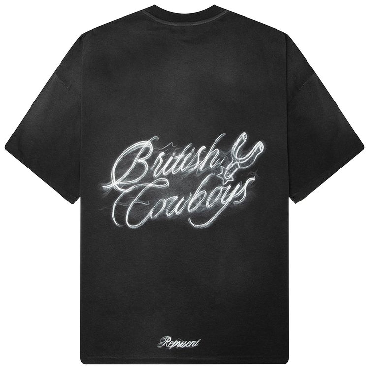 Represent Clo British Cowboys T Shirt Stained Black