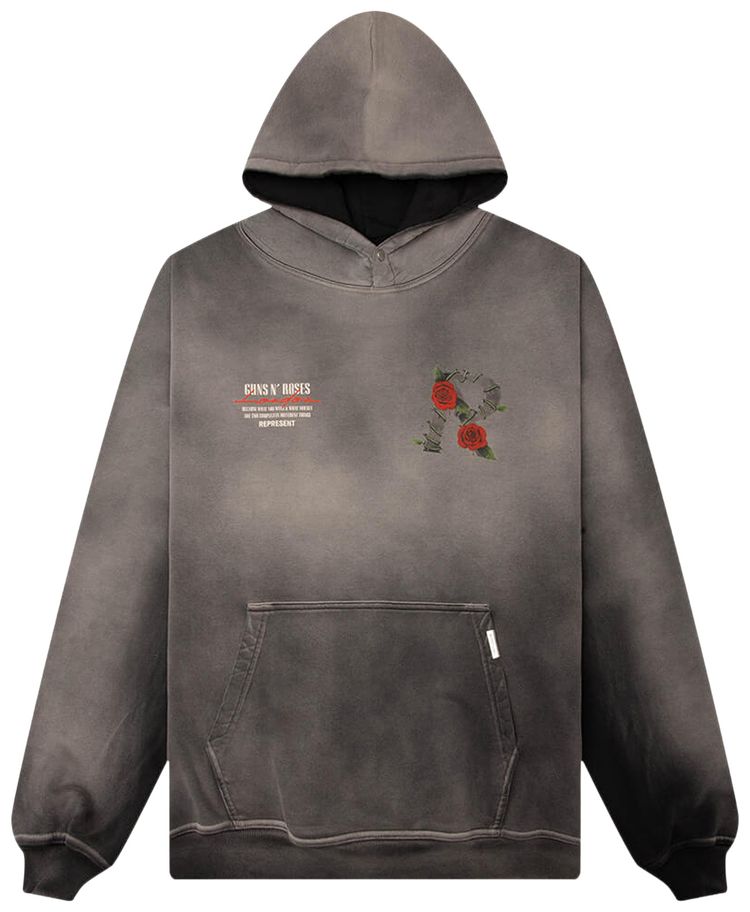 Represent Clo x Guns N Roses Tour Hoodie Stained Black
