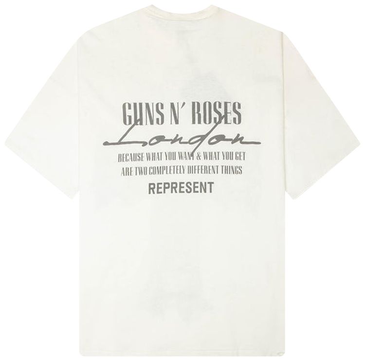 Represent Clo x Guns N Roses Cross T Shirt Washed Ecru
