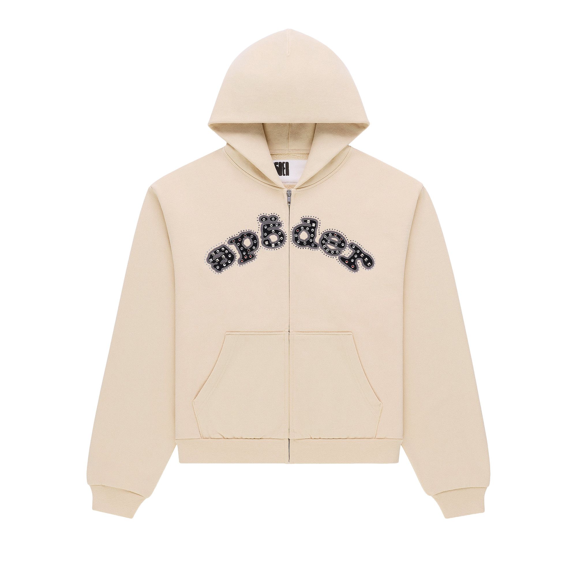 Buy Sp5der Mixed Stone Og V2 Zip Hoodie 'Cream' - ST019SS26CRM | GOAT
