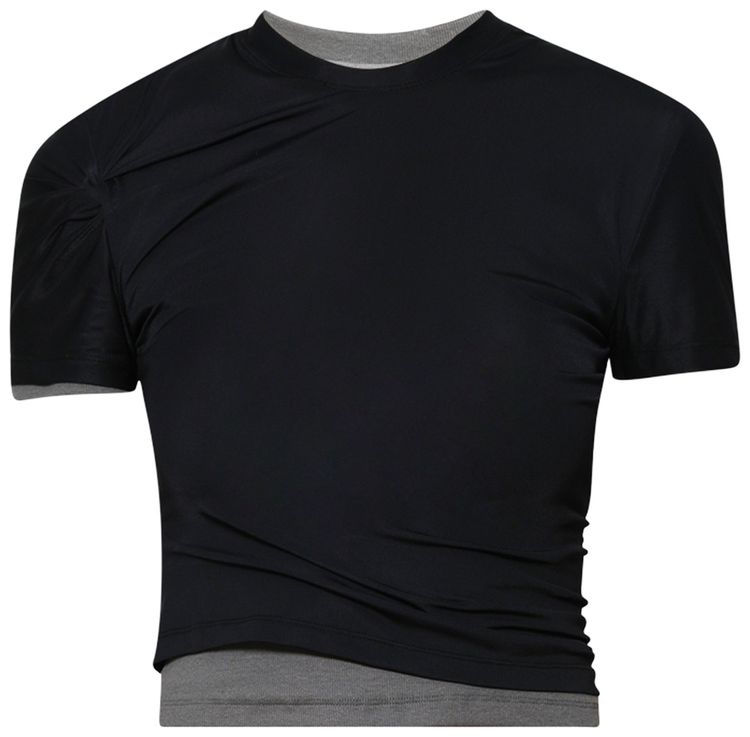 Christopher Esber Sheer Overlay Loophole Rib Tee BlackShadow Grey