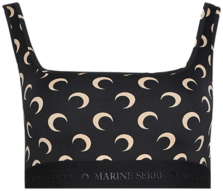 Marine Serre Moon Printed Jersey Sports Bra Inverse Tan