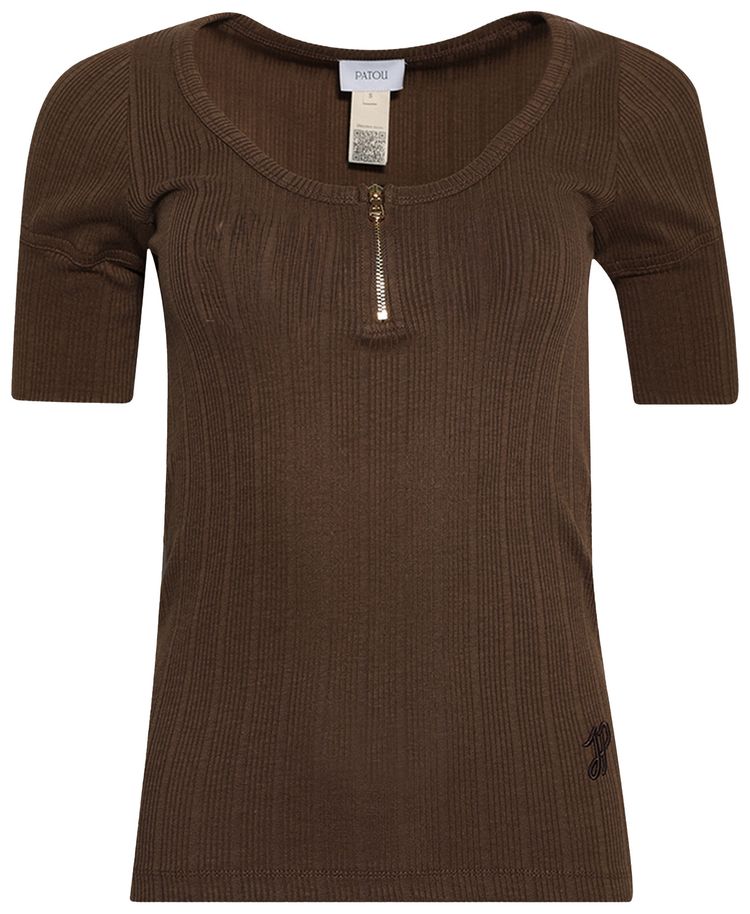 Patou Zipped T Shirt Mocha