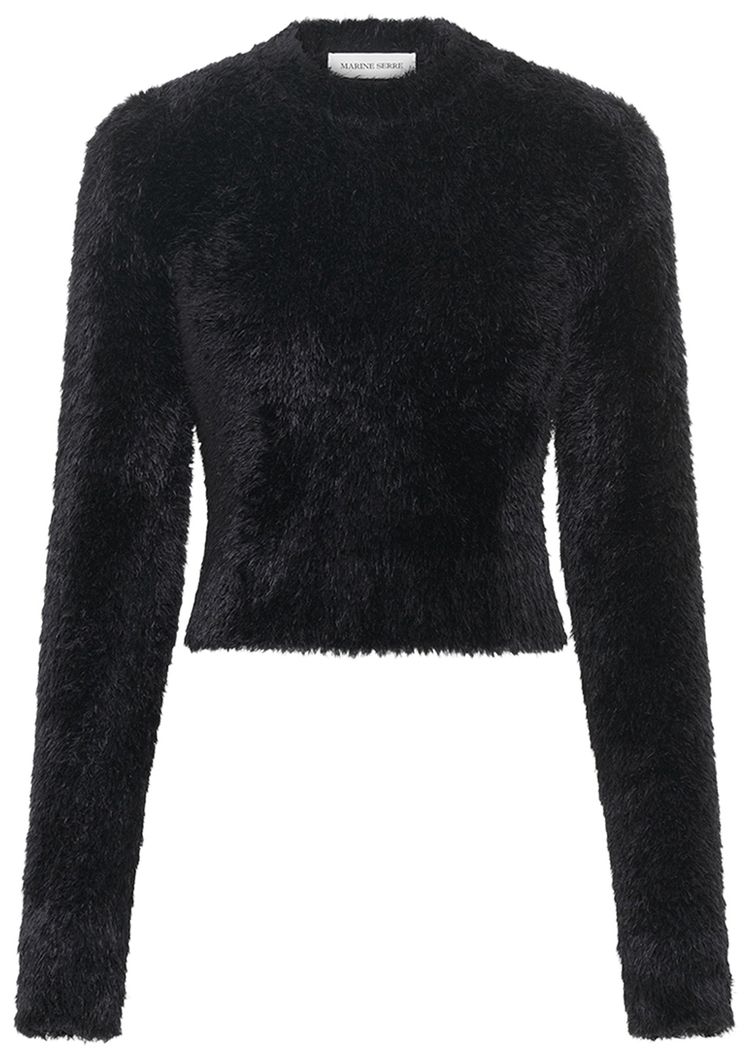 Marine Serre Wild Fluffy Knit Fitted Crewneck Sweater Black