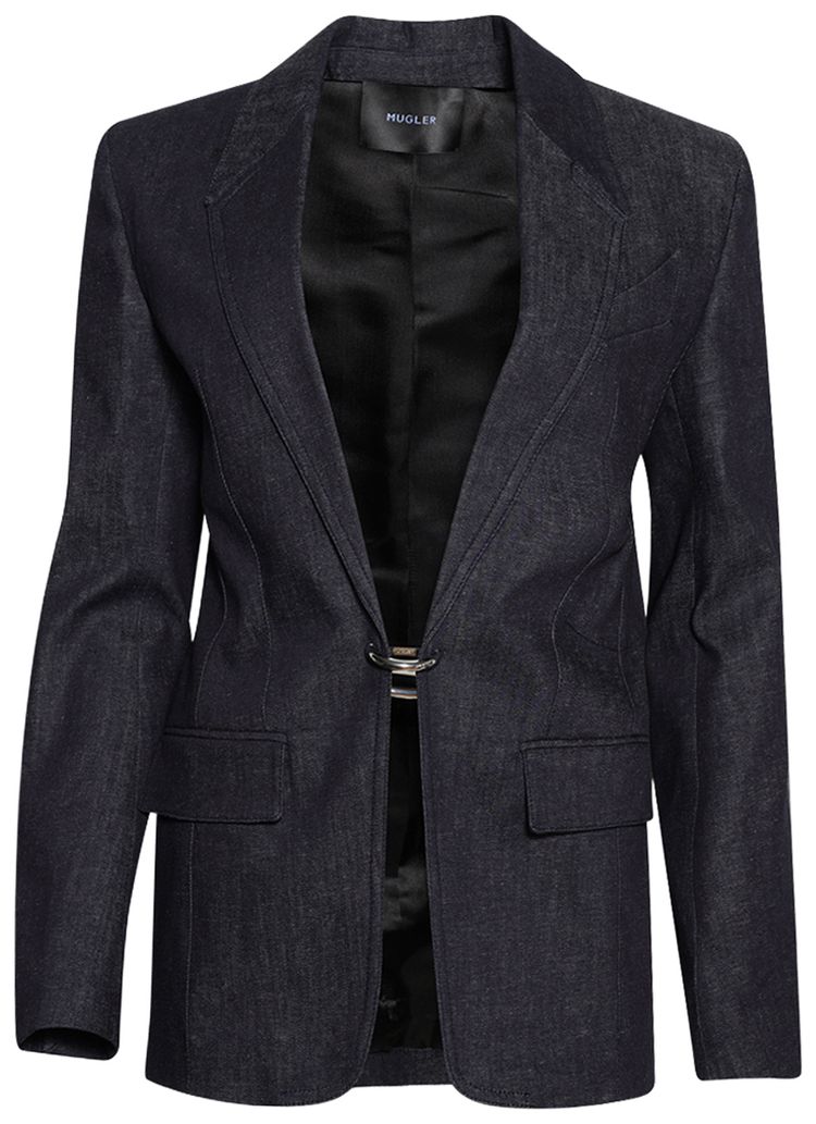 Mugler Blazer Raw Blue