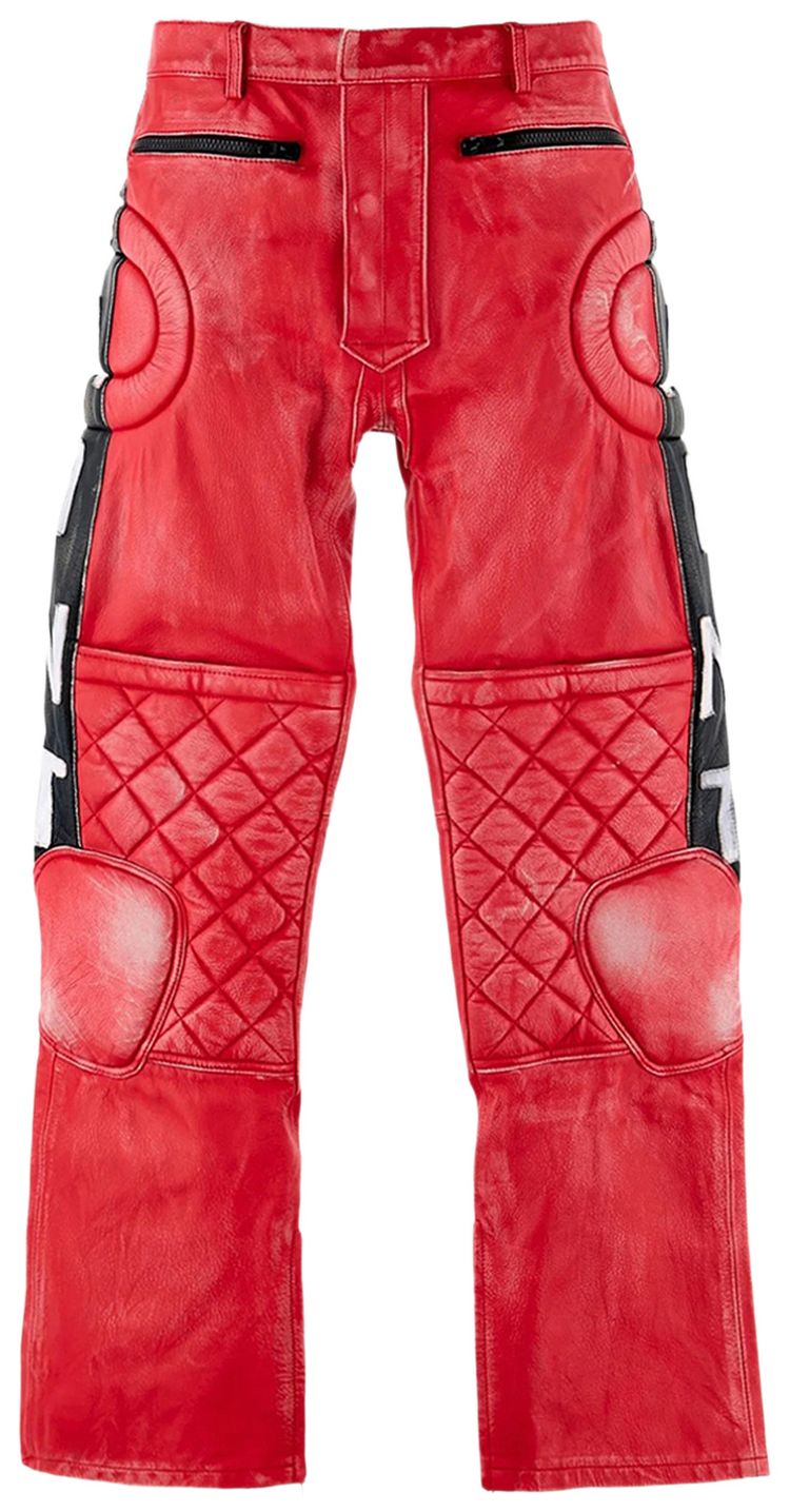 Saint Michael Leather Racer Pants Red