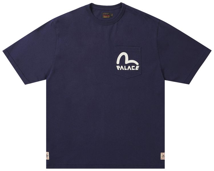 Palace x Evisu Heavy Wash T Shirt Navy