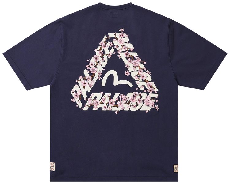 Palace x Evisu Heavy Wash T Shirt Navy