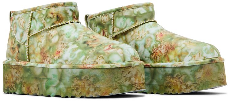 Collina Strada x UGG Classic Ultra Mini Platform Boot Green Floral