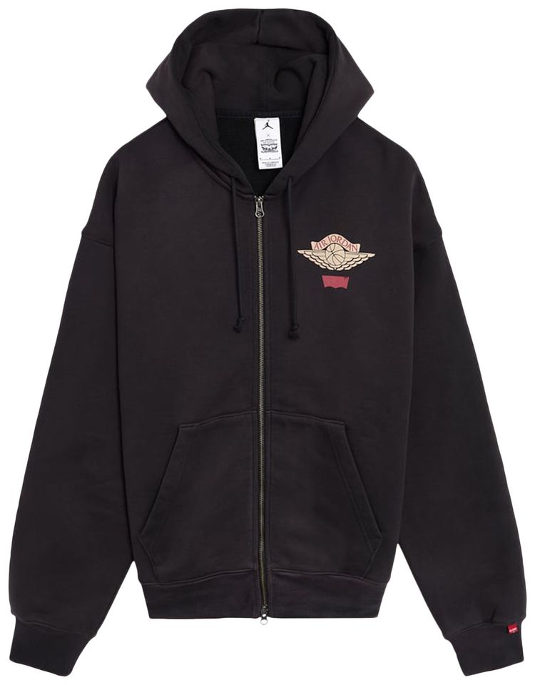 Air Jordan x Levis Zip Hoodie BlackPale IvoryGym Red