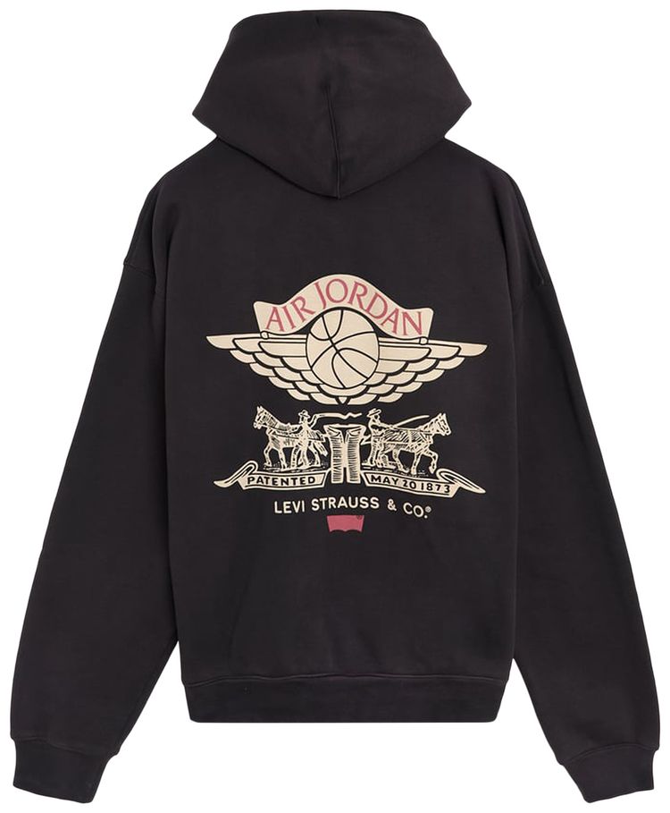 Air Jordan x Levis Zip Hoodie BlackPale IvoryGym Red