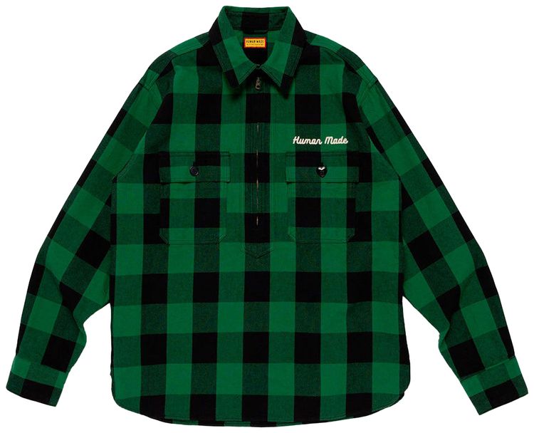 Human Made Check Half Zip Shirt Green