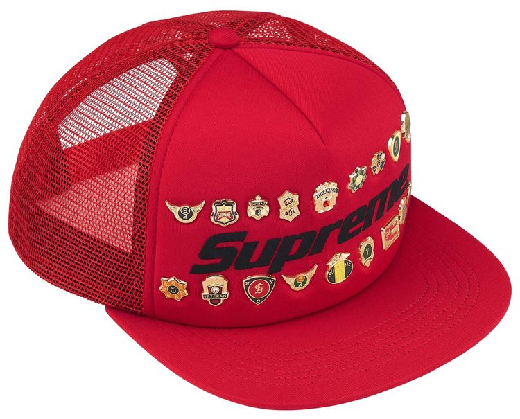 Supreme Pins Mesh Back 5 Panel Red