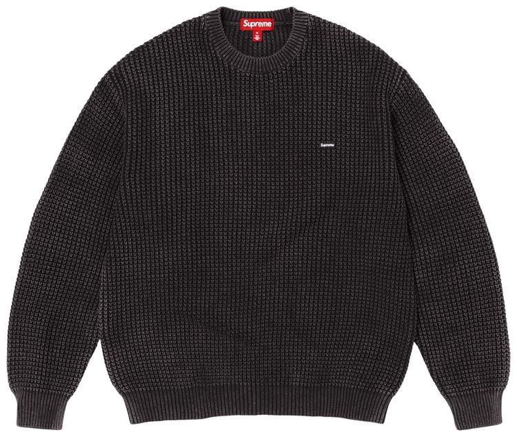Supreme Washed Small Box Waffle Sweater Black