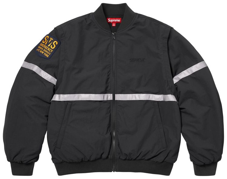 Supreme Zip Off Sleeve Reflective Stripe Jacket Black