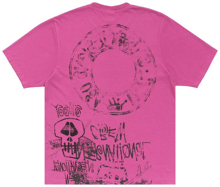 Stussy Skulls Tee Pigment Dyed Berry