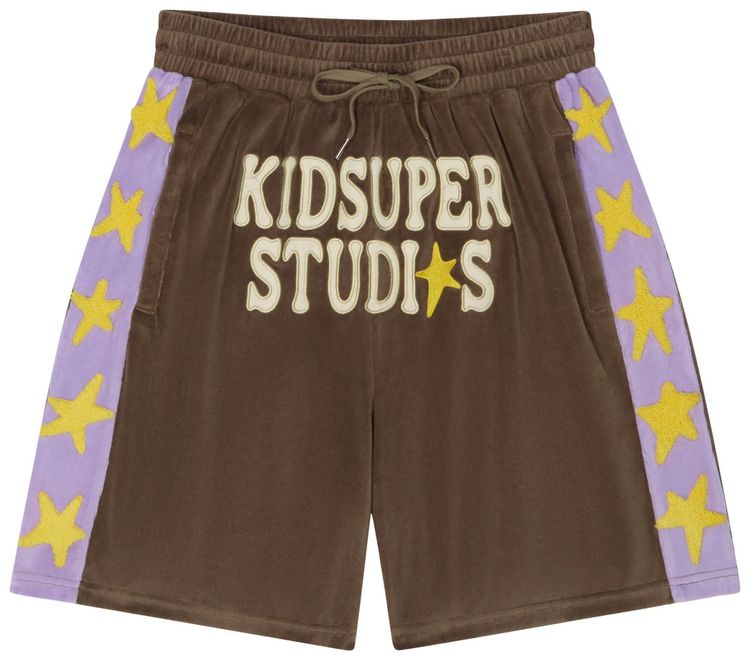 KidSuper Velour Stars Shorts Brown