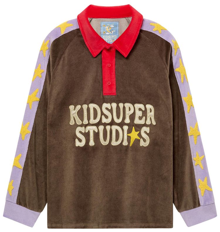KidSuper Velour Stars Rugby Brown