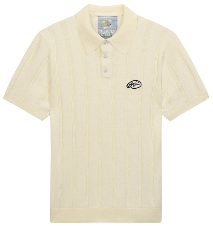 KidSuper Painters Logo Knit Polo Cream