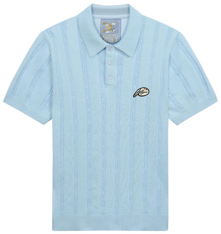 KidSuper Painters Logo Knit Polo Light Blue