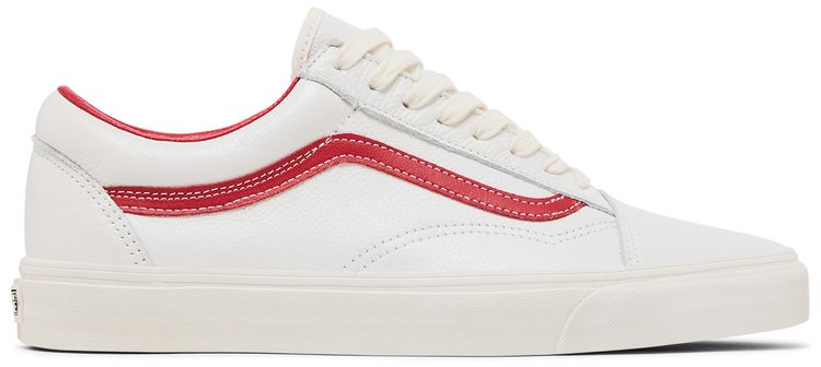 Vans Old Skool Vintage Leather   Blanc De Blanc Red