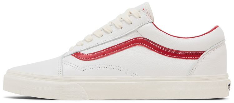 Vans Old Skool Vintage Leather   Blanc De Blanc Red