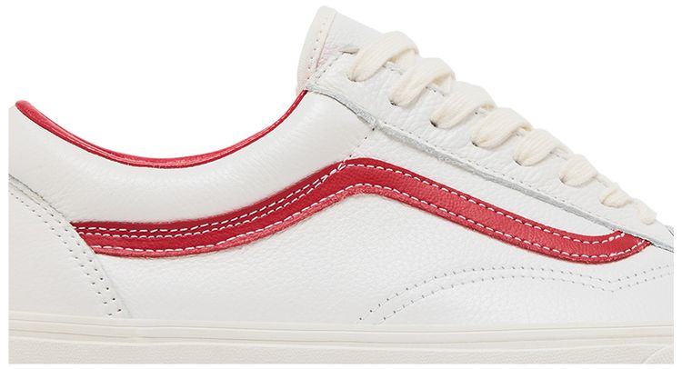 Vans Old Skool Vintage Leather   Blanc De Blanc Red