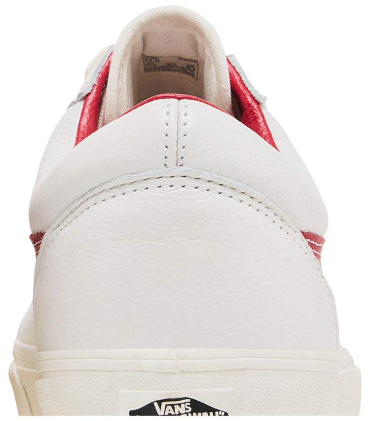 Vans Old Skool Vintage Leather   Blanc De Blanc Red