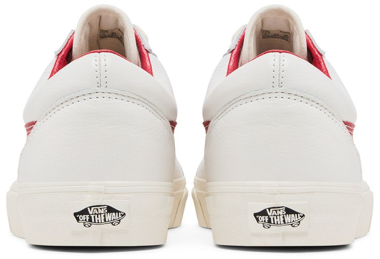 Vans Old Skool Vintage Leather   Blanc De Blanc Red