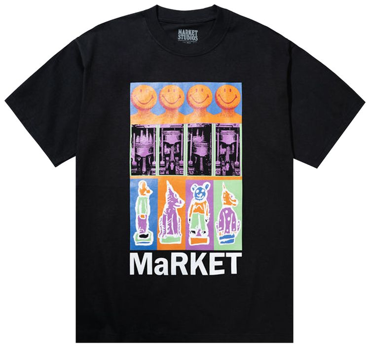 Market Smiley Brushwork T Shirt Black