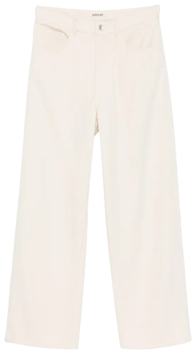 Auralee Silk Nep Denim 5p Wide Pants Ivory