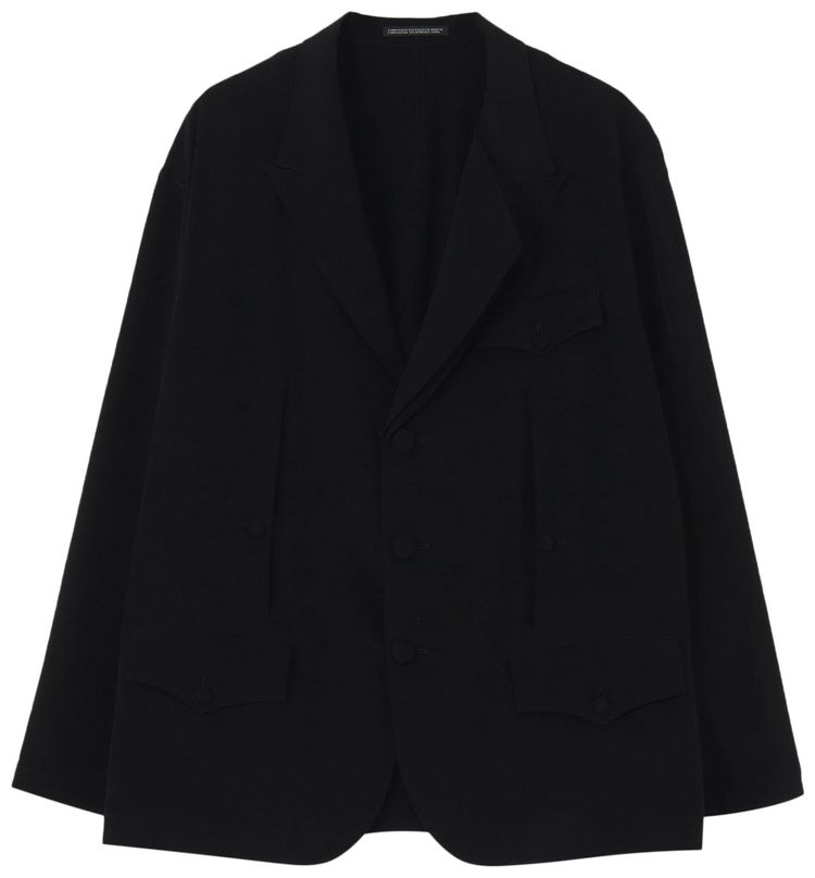 Yohji Yamamoto Pour Homme Front And Back Opened Lapel Jacket Black