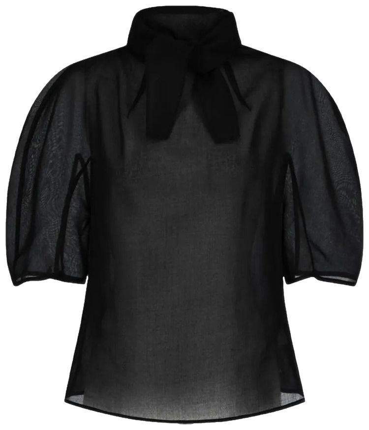 Amomento Knotted Collar Top Black
