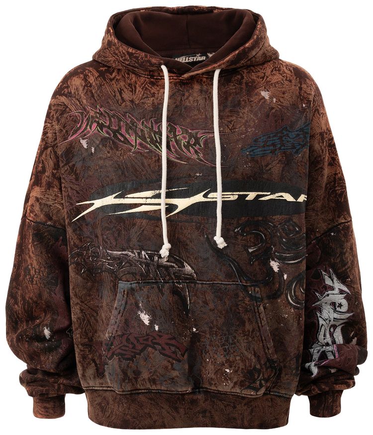 Hellstar H Star Graffiti Hoodie Brown