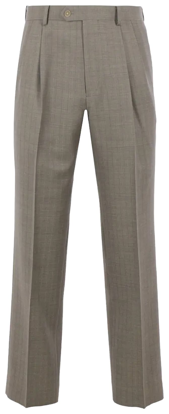 Auralee Bluefaced Wool Two Tuck Slacks Khaki Grey Stripe