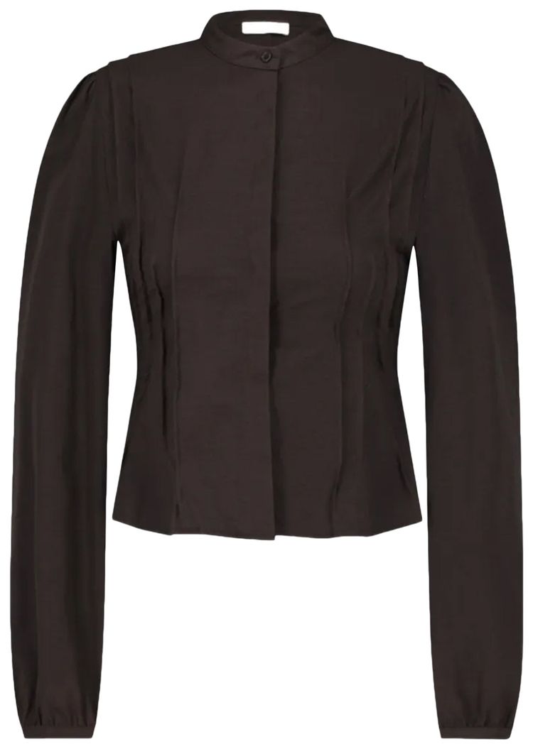 Amomento Pintuck Slim Shirt Brown