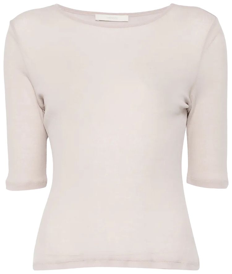 Amomento Round Short Sleeve T Shirt Beige