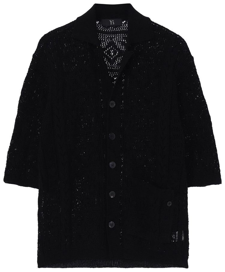Ys Open Collar Knit Shirt Black