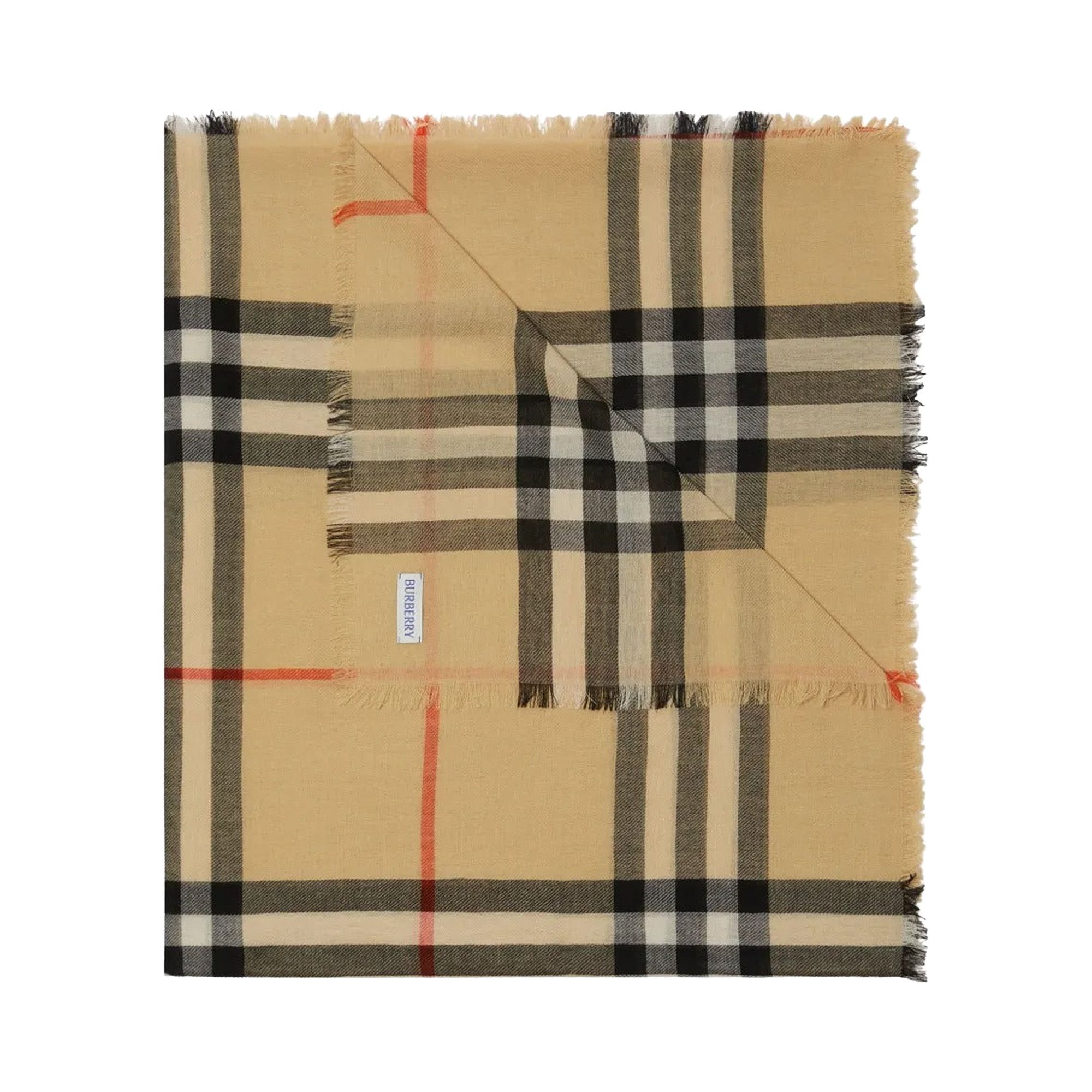 Buy Burberry MU Lightweight Wool Scarf 'Sand' - 8122127 | GOAT MX