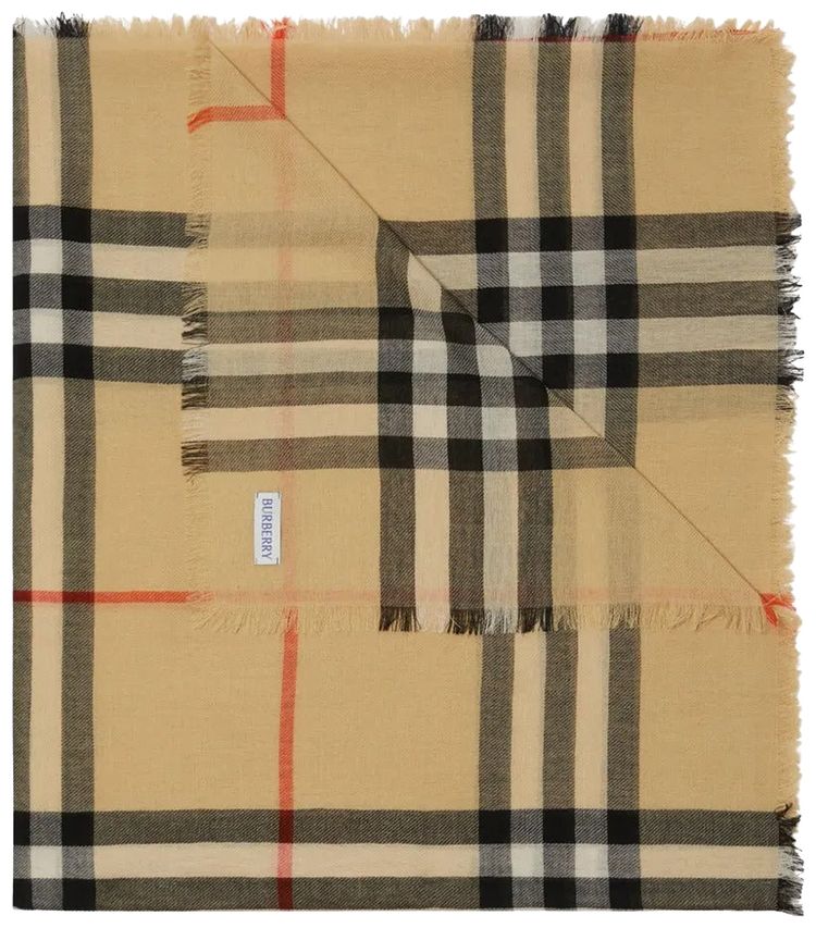 Burberry MU Lightweight Wool Scarf Sand